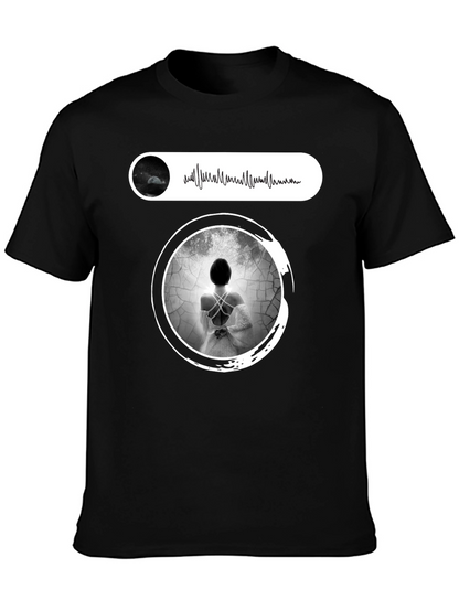 Artistic Black T-Shirt with Ethereal Woman Design