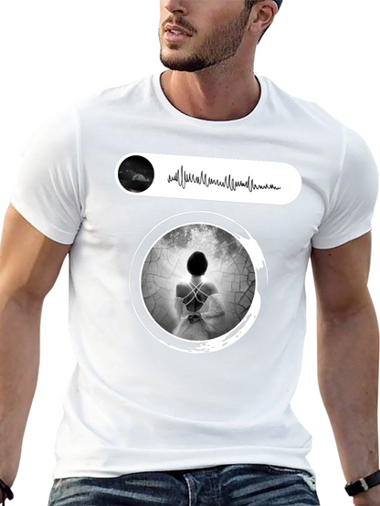 Artistic Black T-Shirt with Ethereal Woman Design