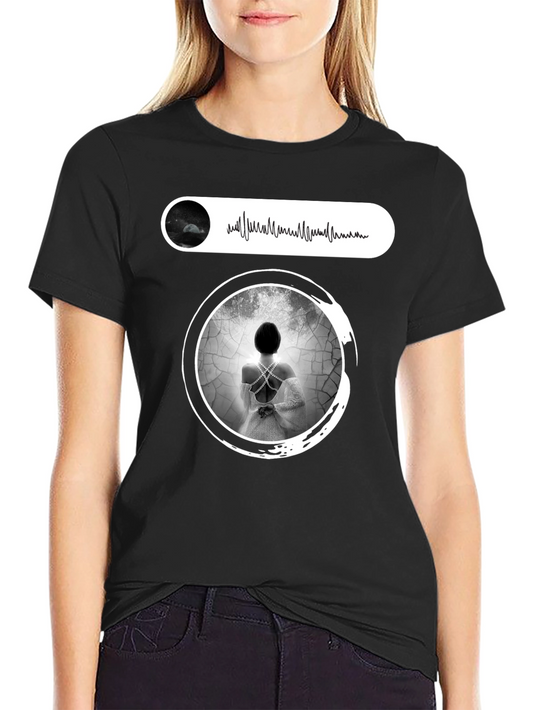Artistic Black T-Shirt with Ethereal Woman Design