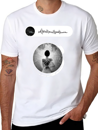 Artistic Black T-Shirt with Ethereal Woman Design