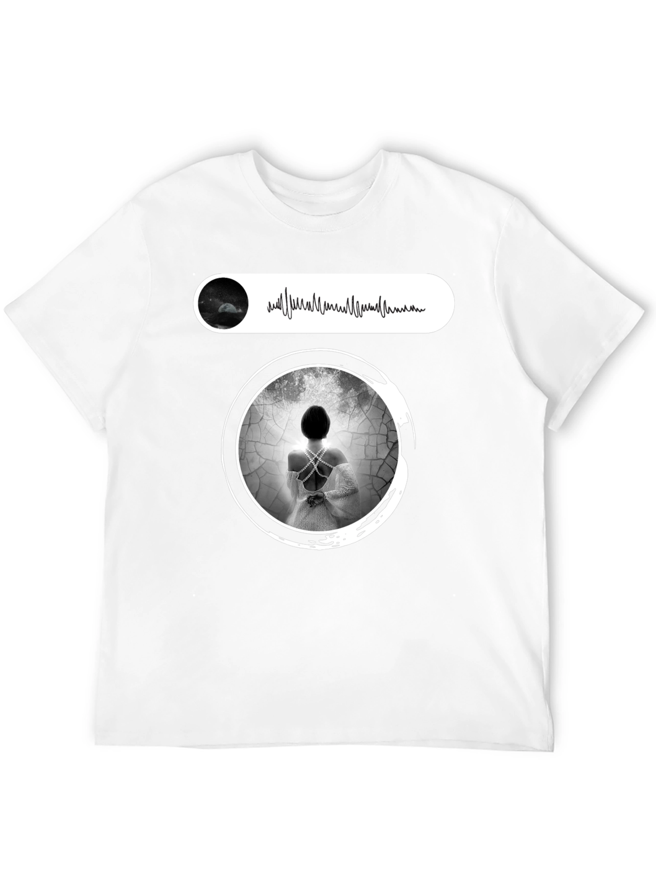 Artistic Black T-Shirt with Ethereal Woman Design