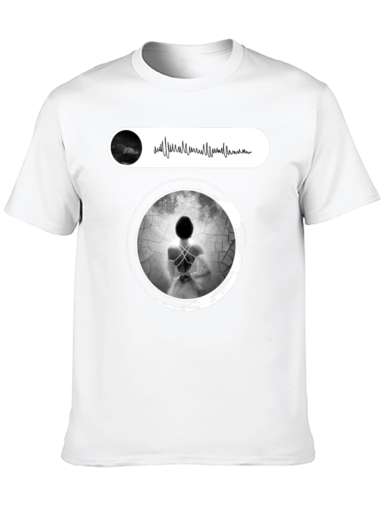 Artistic Black T-Shirt with Ethereal Woman Design