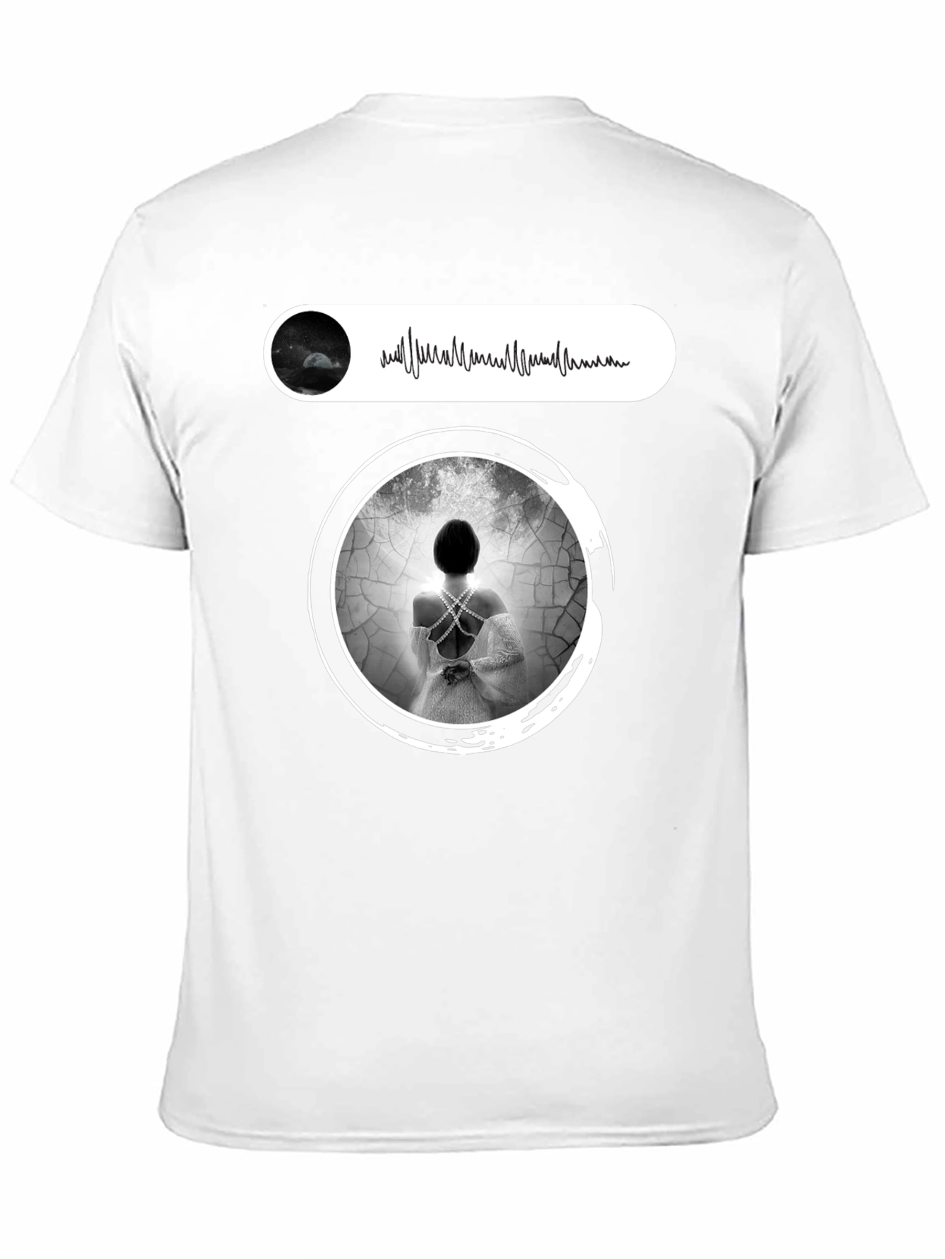 Artistic Black T-Shirt with Ethereal Woman Design