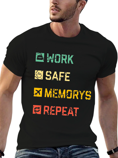 Work Safe Memories Repeat Black Graphic Tee