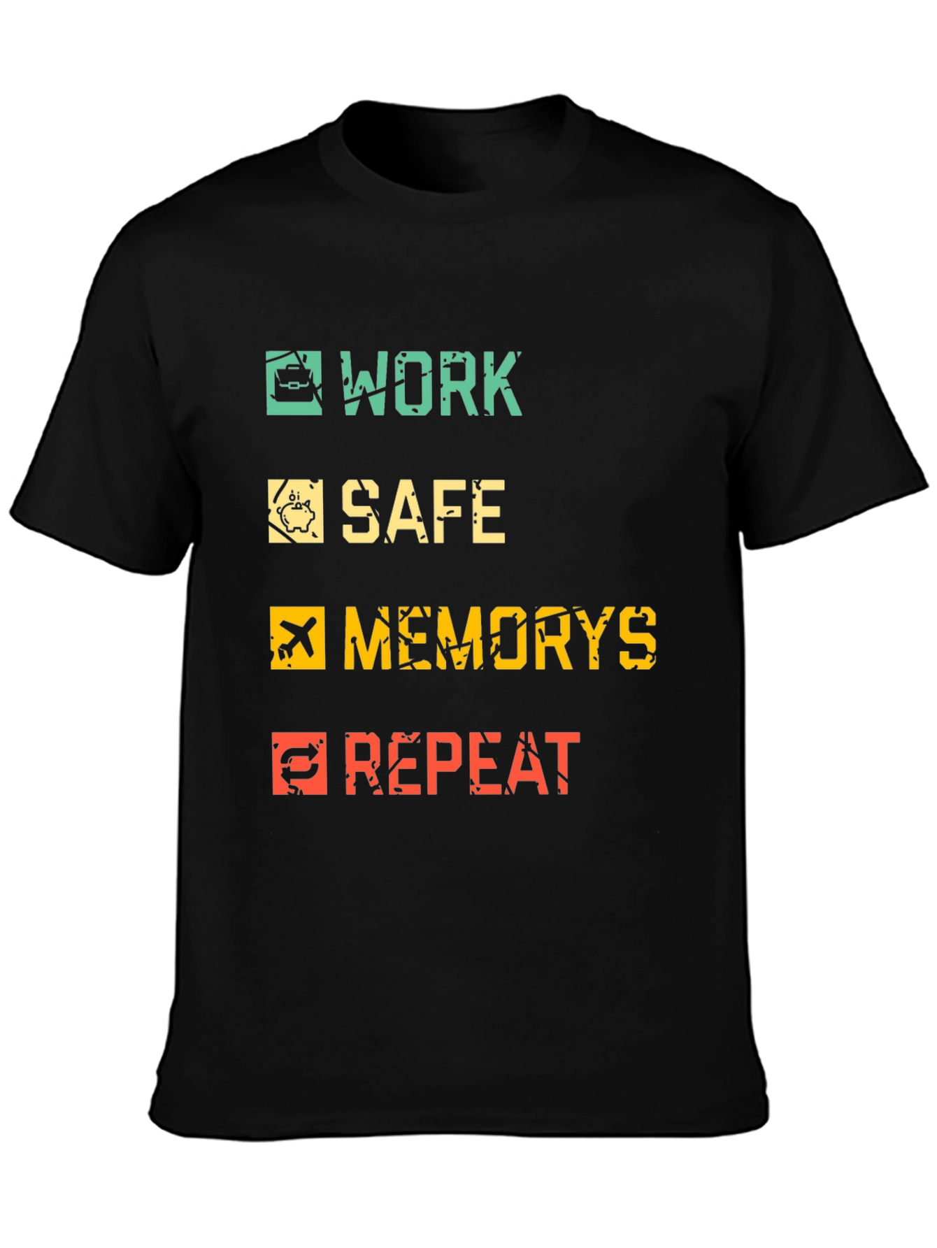 Work Safe Memories Repeat Black Graphic Tee