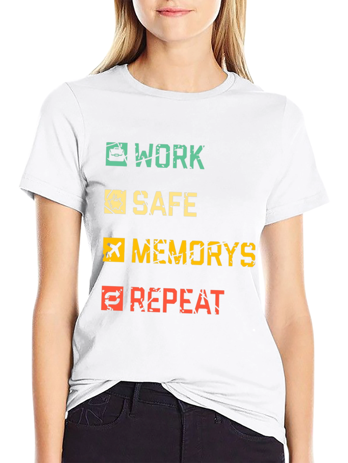 Work Safe Memories Repeat Black Graphic Tee
