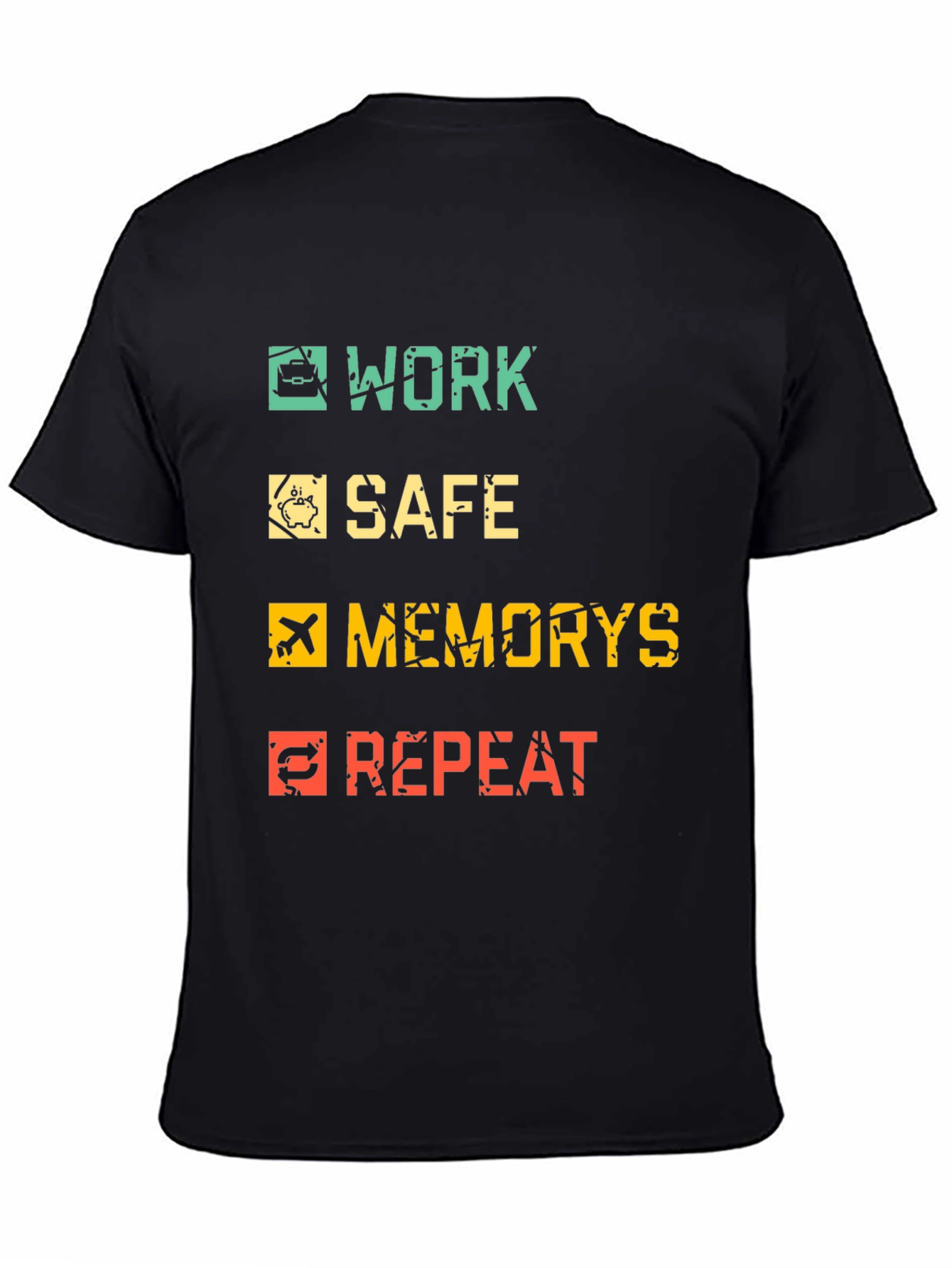 Work Safe Memories Repeat Black Graphic Tee