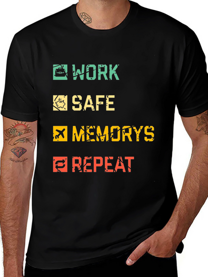 Work Safe Memories Repeat Black Graphic Tee
