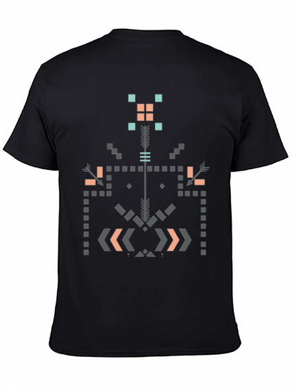Geometric Aztec Print Black T-Shirt