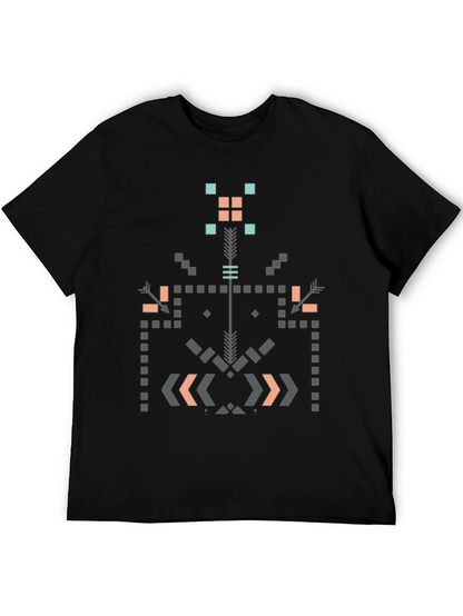 Geometric Aztec Print Black T-Shirt