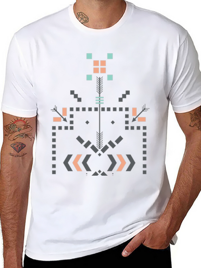 Geometric Aztec Print Black T-Shirt