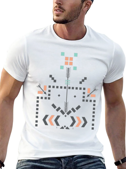 Geometric Aztec Print Black T-Shirt