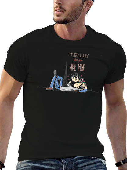 Lucky in Love Graphic Tee - Romantic Couple T-Shirt