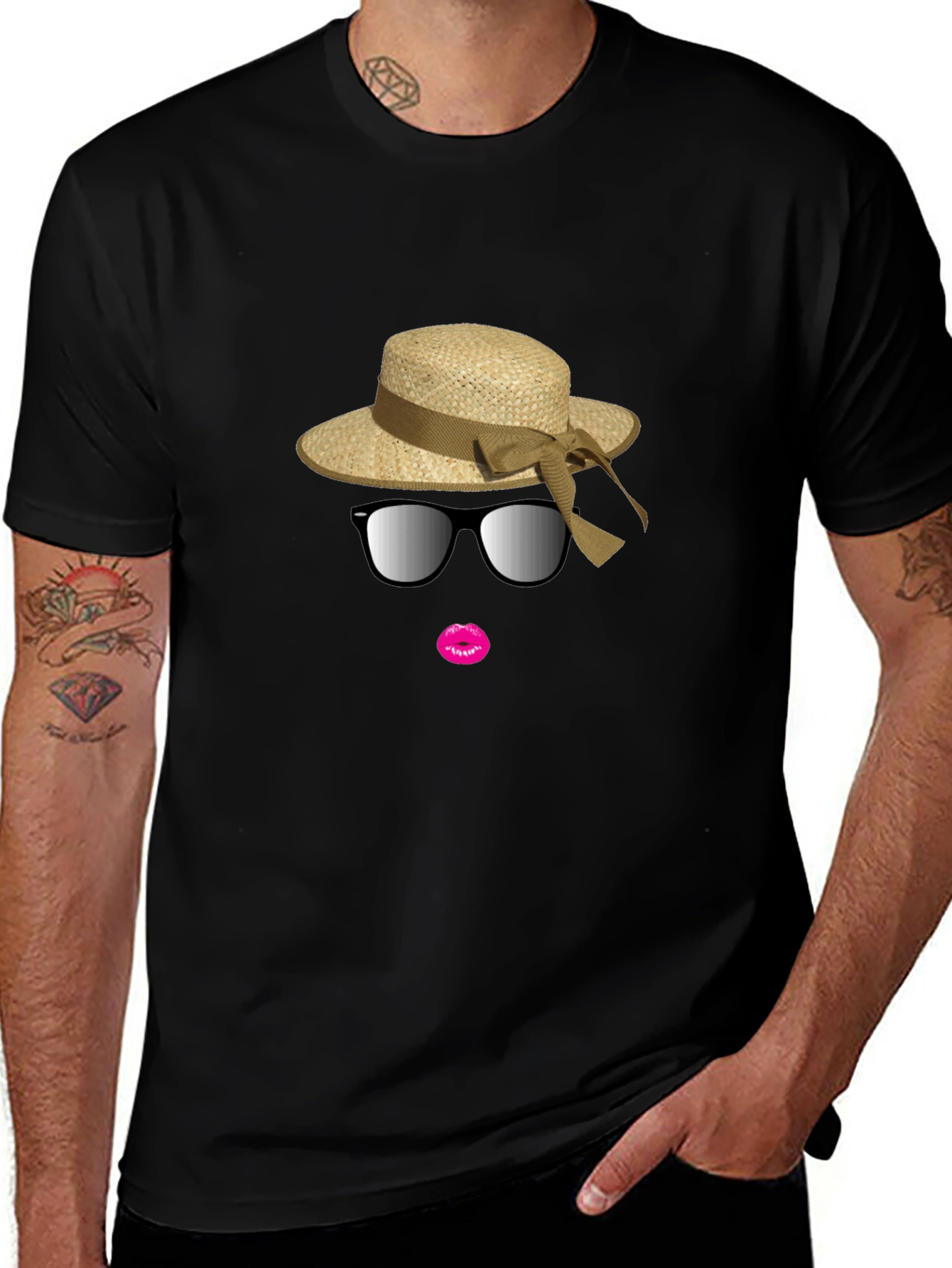 Black T-Shirt with Stylish Summer Graphic