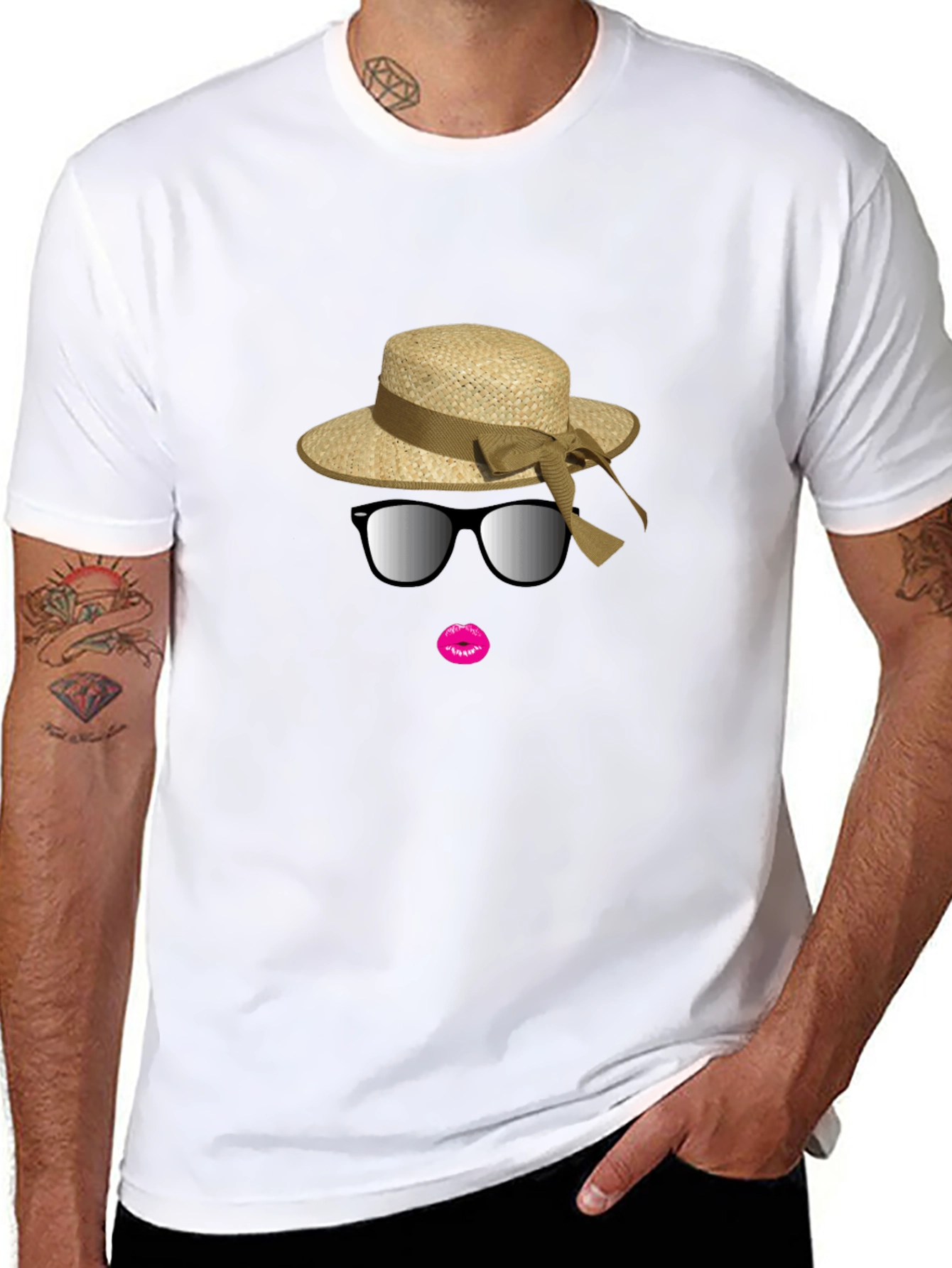 Black T-Shirt with Stylish Summer Graphic