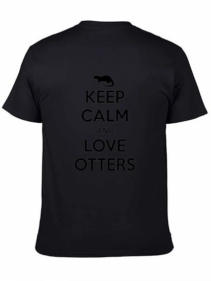 Keep Calm and Love Otters Black T-Shirt