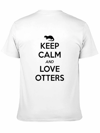 Keep Calm and Love Otters Black T-Shirt
