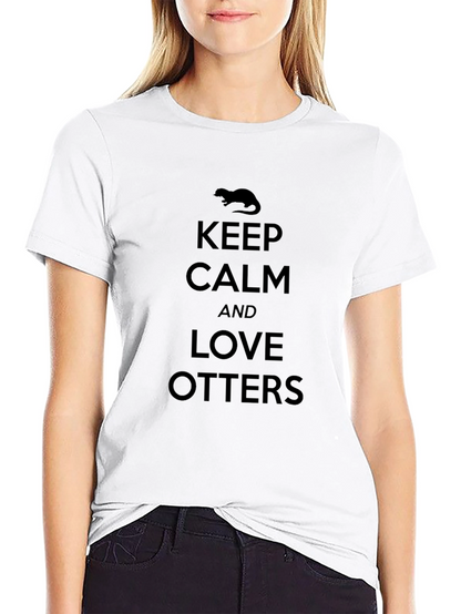 Keep Calm and Love Otters Black T-Shirt