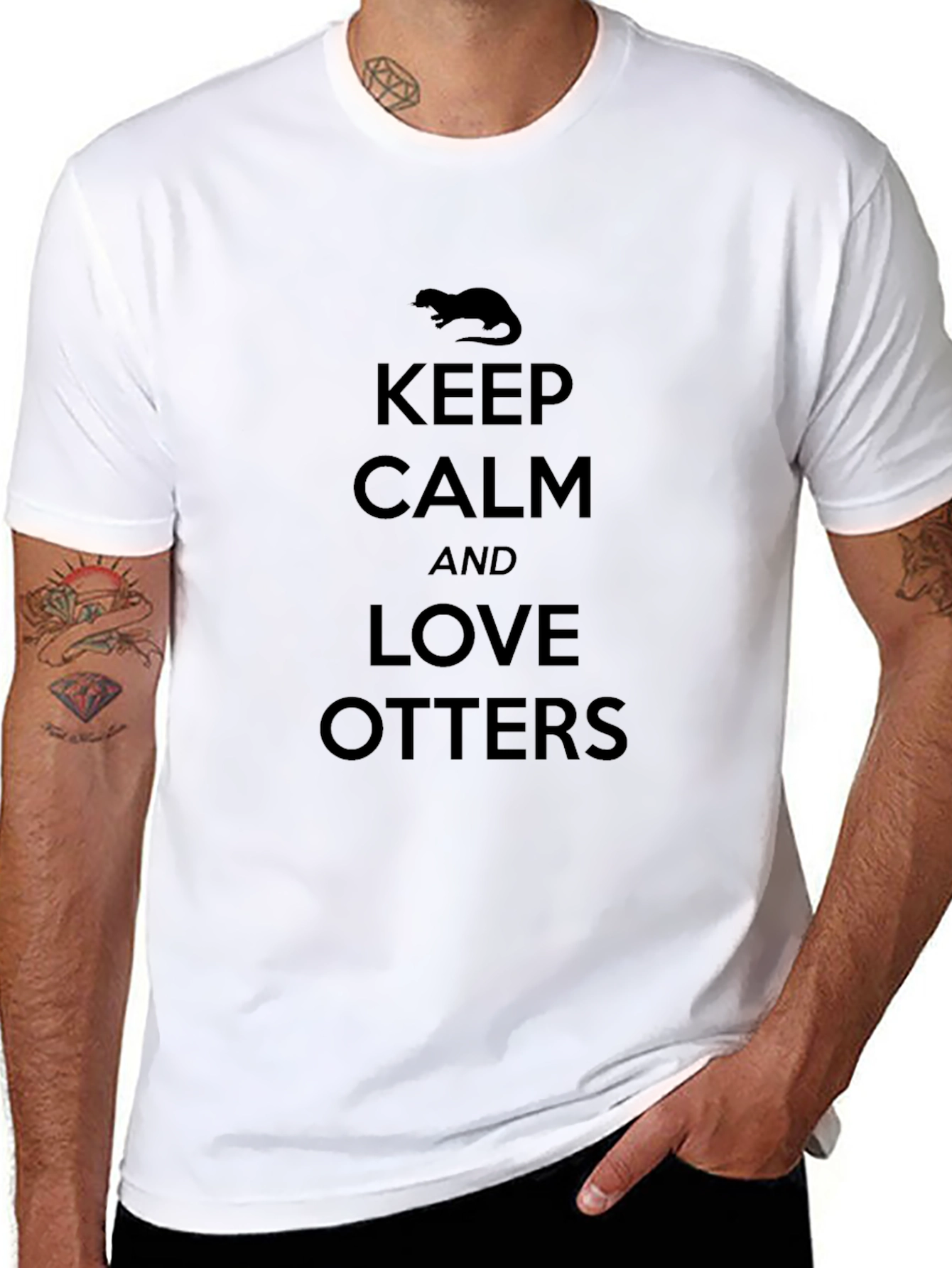 Keep Calm and Love Otters Black T-Shirt