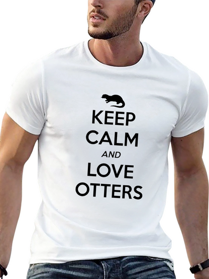 Keep Calm and Love Otters Black T-Shirt