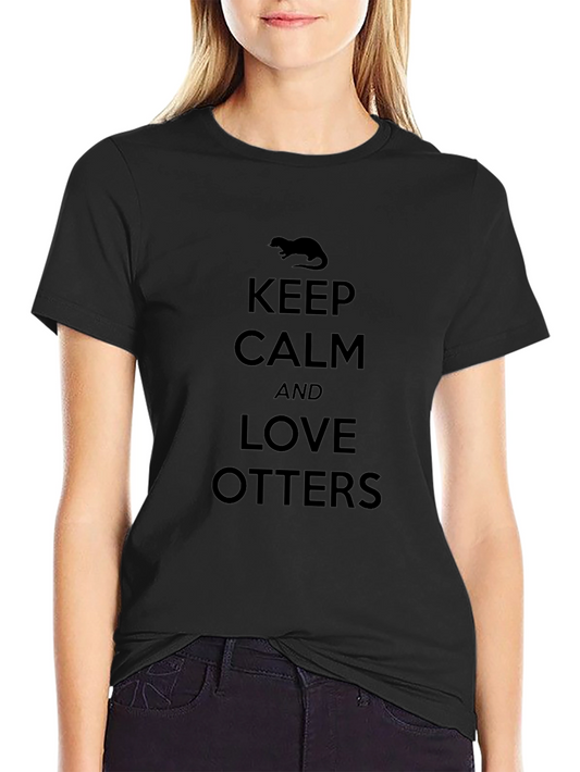 Keep Calm and Love Otters Black T-Shirt