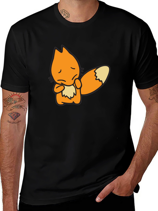 Sad Fox Graphic Black T-Shirt