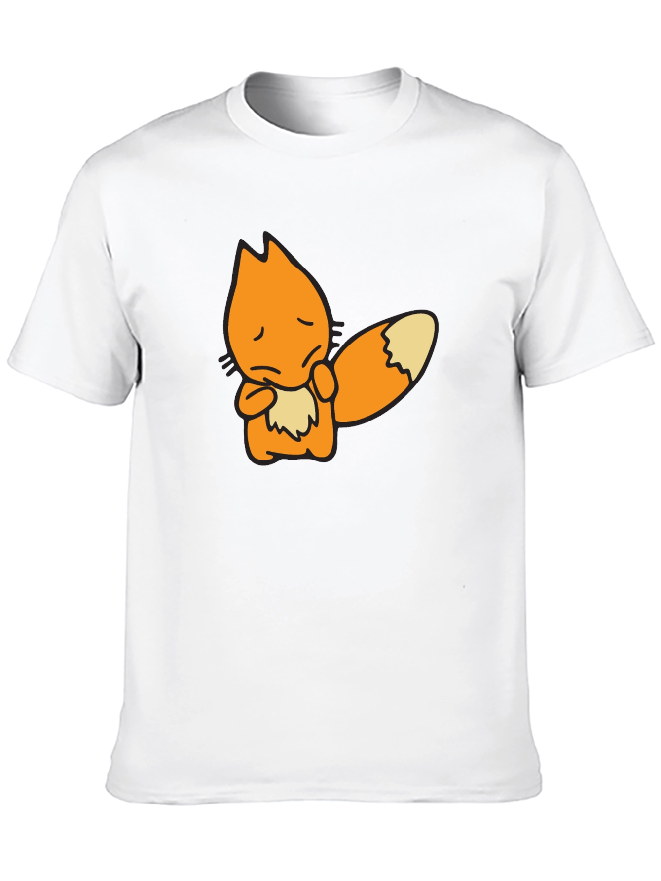 Sad Fox Graphic Black T-Shirt