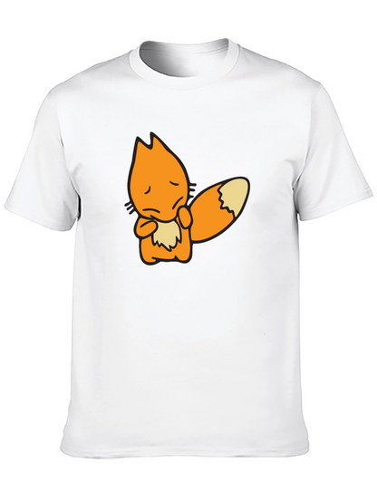 Sad Fox Graphic Black T-Shirt