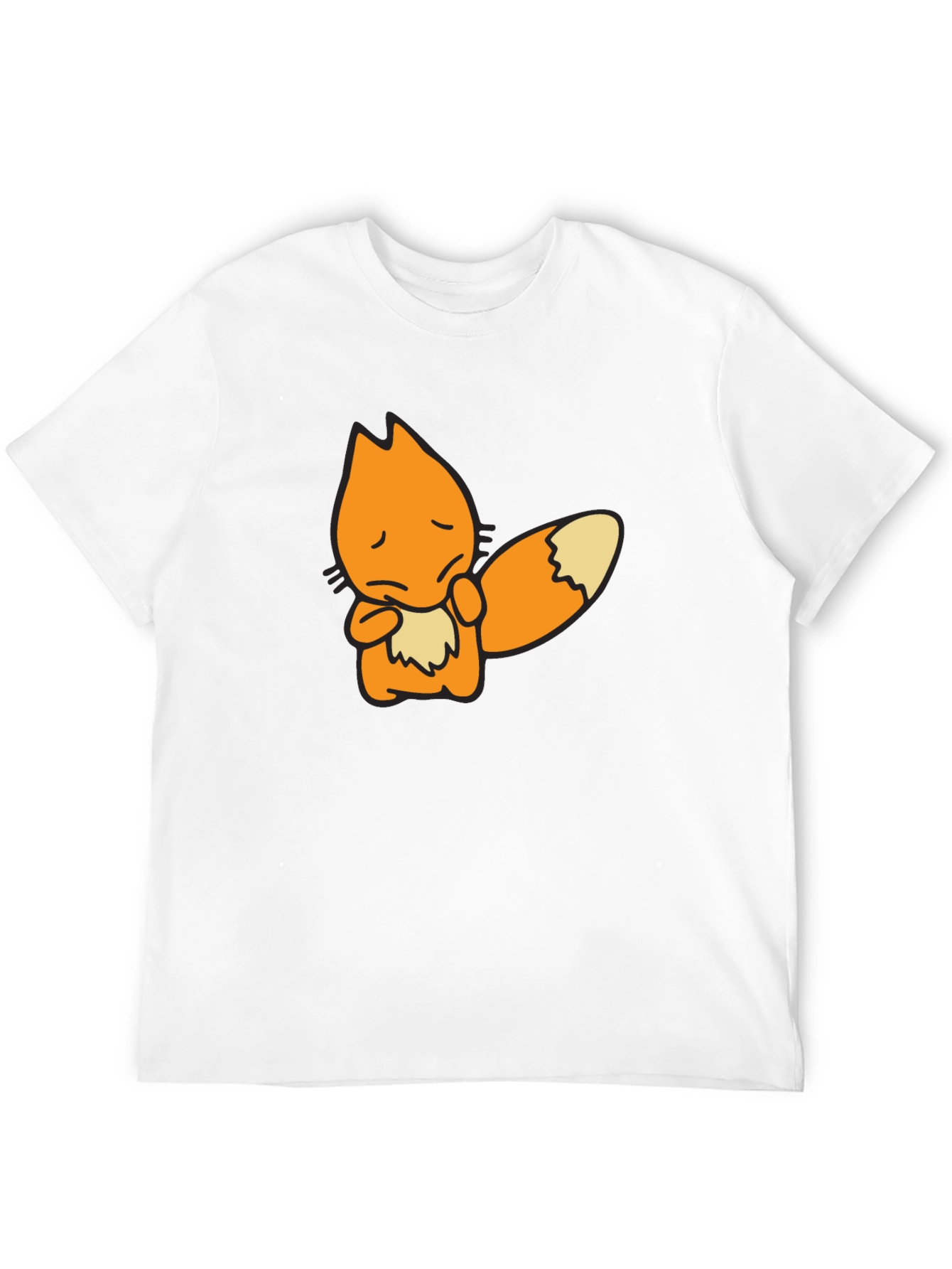 Sad Fox Graphic Black T-Shirt
