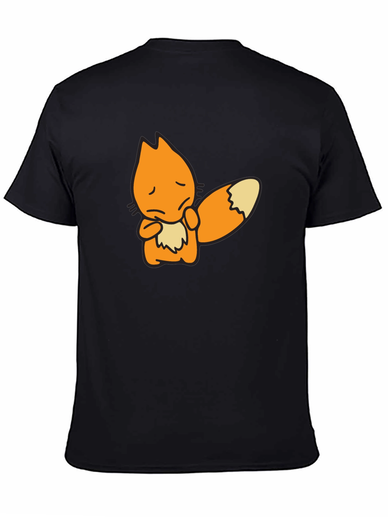 Sad Fox Graphic Black T-Shirt