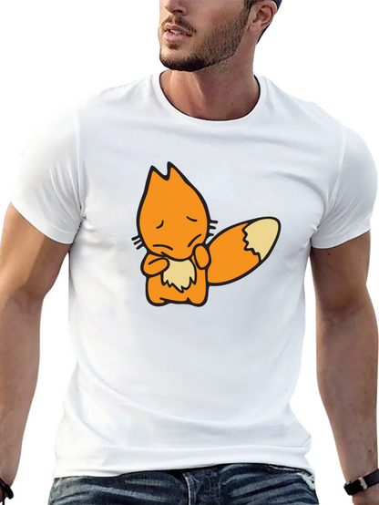 Sad Fox Graphic Black T-Shirt