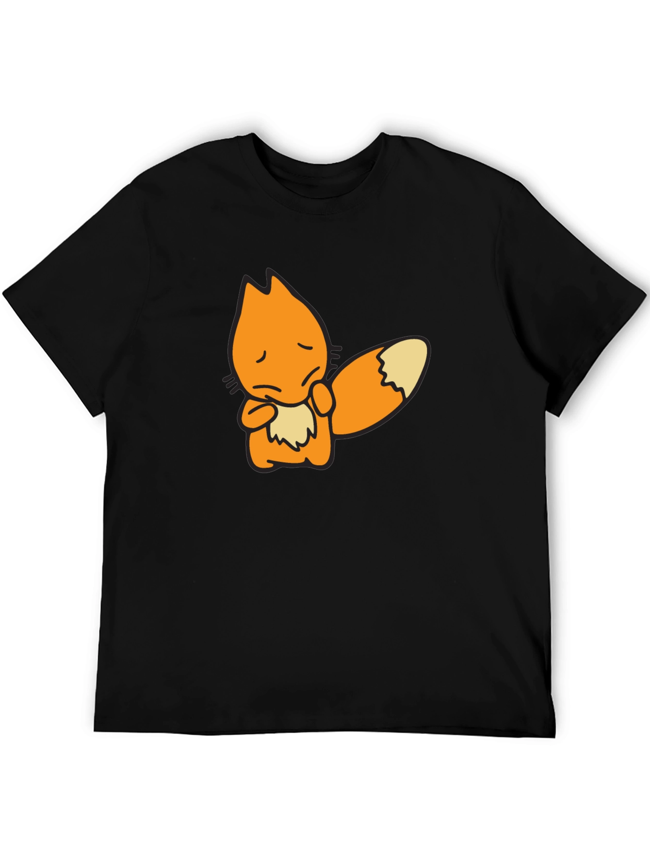Sad Fox Graphic Black T-Shirt