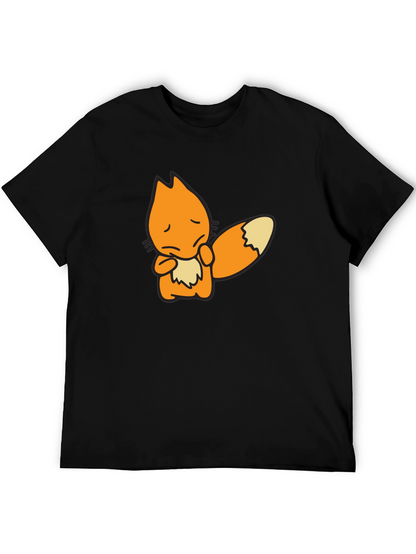 Sad Fox Graphic Black T-Shirt