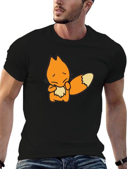 Sad Fox Graphic Black T-Shirt