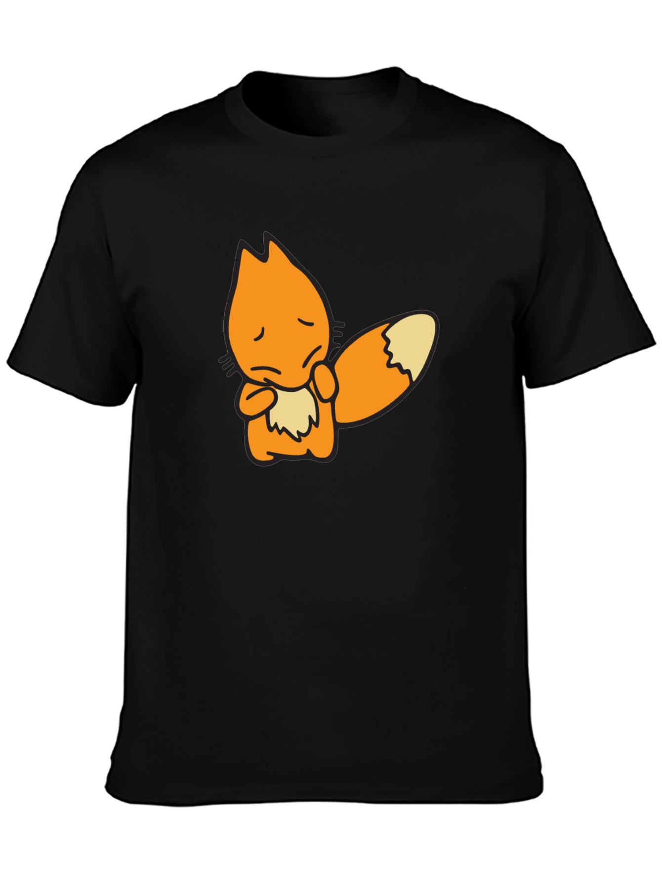 Sad Fox Graphic Black T-Shirt