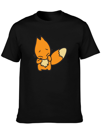 Sad Fox Graphic Black T-Shirt