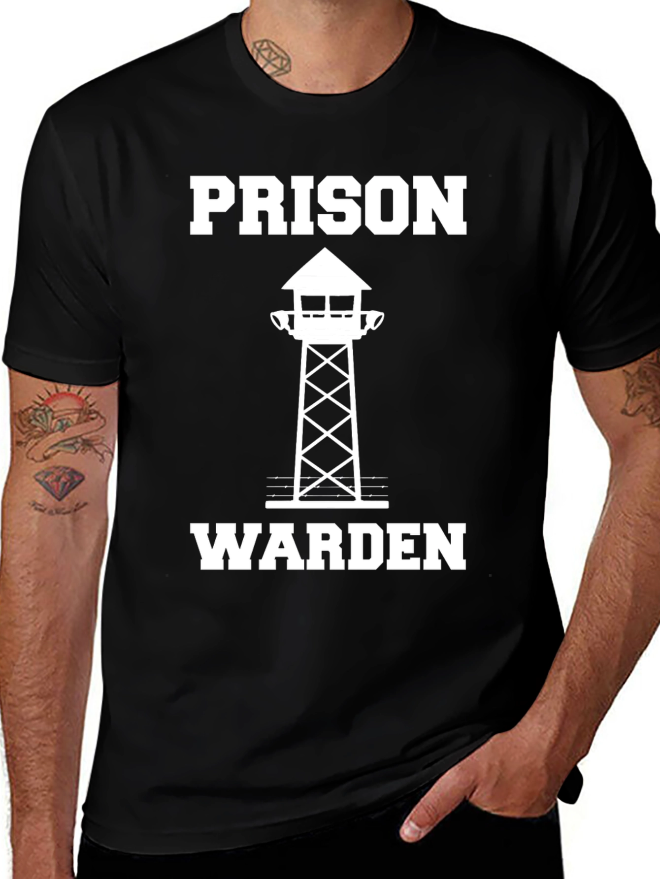 Prison Warden T-Shirt - Black Graphic Tee