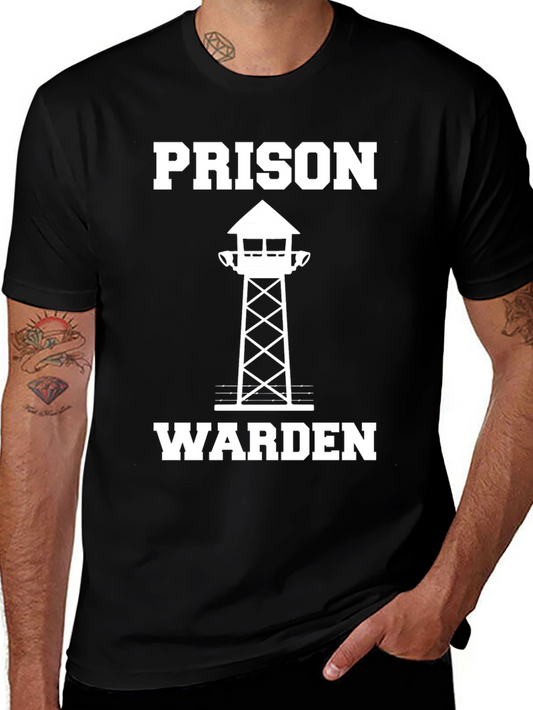 Prison Warden T-Shirt - Black Graphic Tee