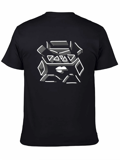 Abstract Geometric Lips Graphic Tee - Black