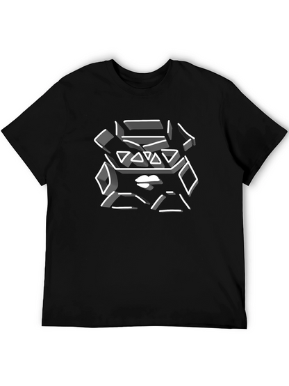 Abstract Geometric Lips Graphic Tee - Black