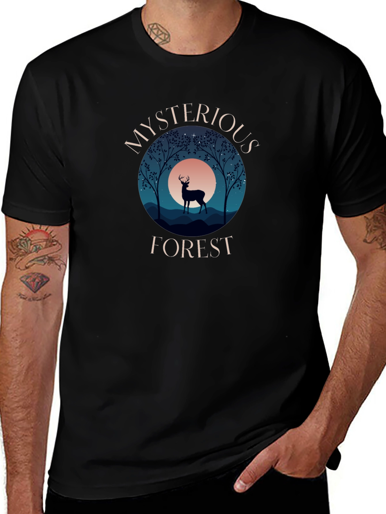 Mysterious Forest Graphic Tee - Black
