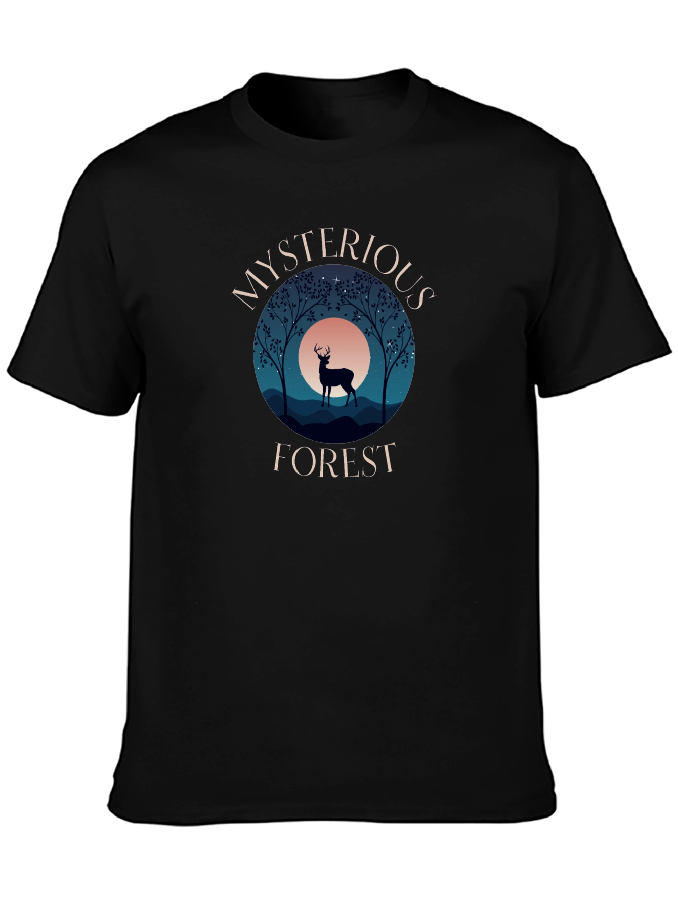 Mysterious Forest Graphic Tee - Black