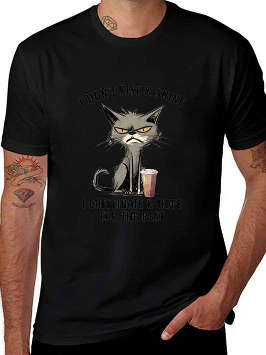 Grumpy Cat Coffee T-Shirt - I Dont Rise & Shine