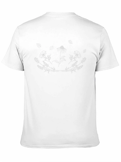 Floral Line Art Black Graphic Tee