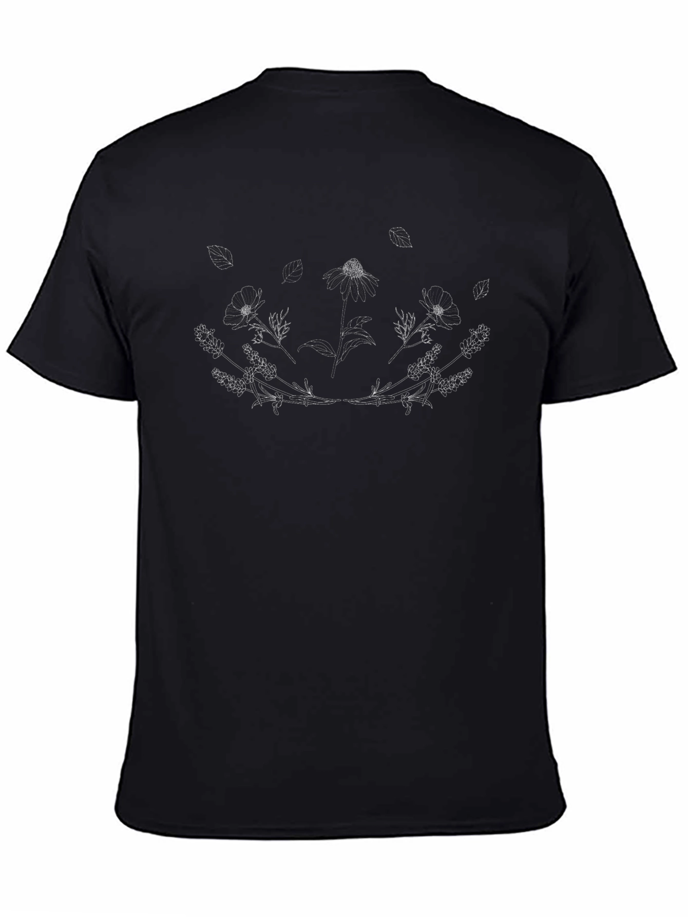 Floral Line Art Black Graphic Tee