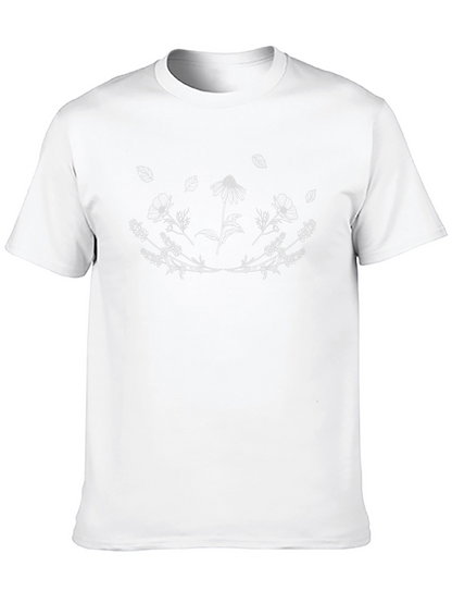 Floral Line Art Black Graphic Tee