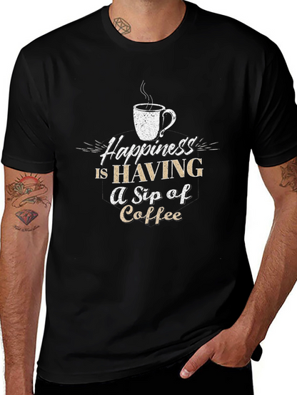 Coffee Lover Graphic Tee - Happiness Is A Sip