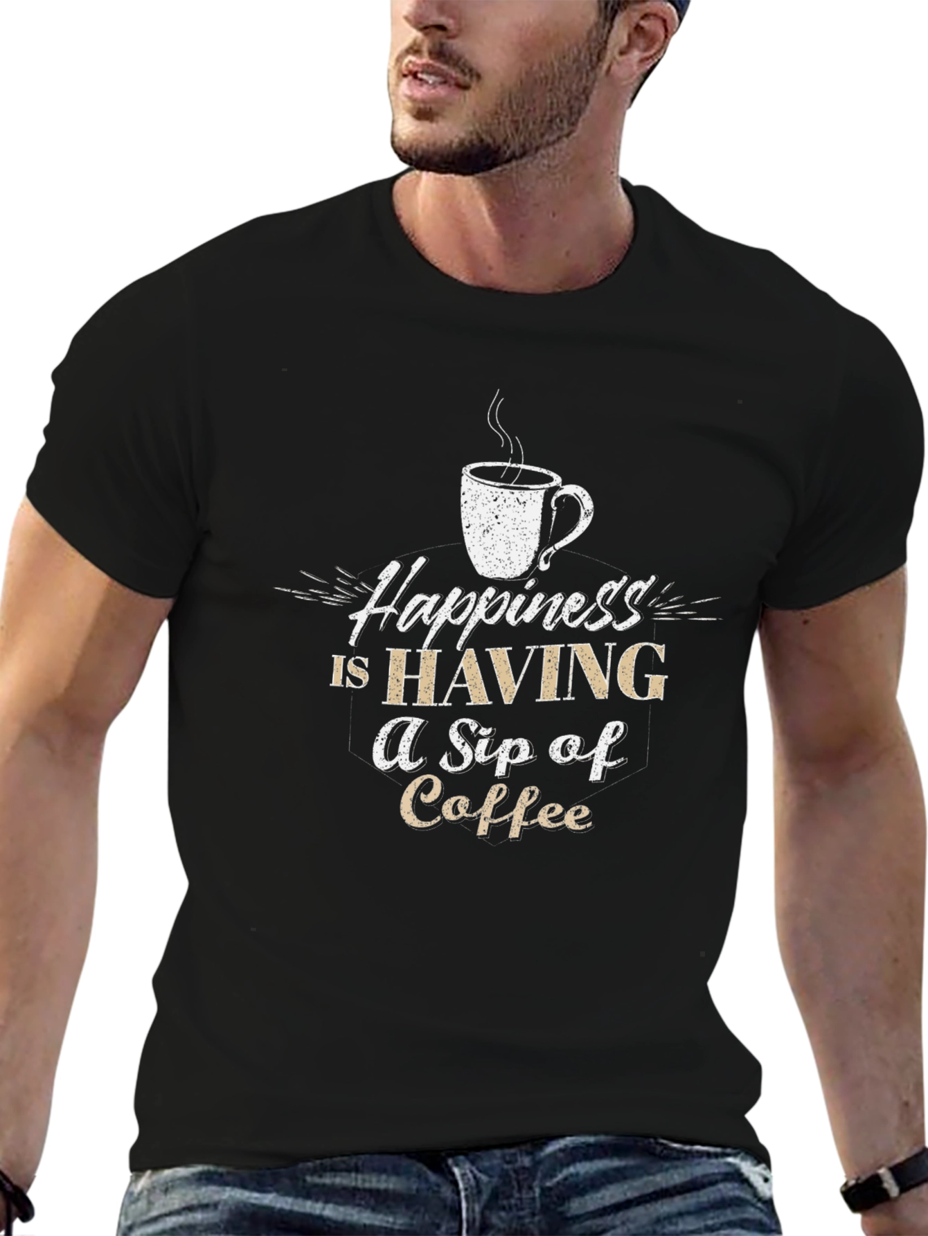 Coffee Lover Graphic Tee - Happiness Is A Sip
