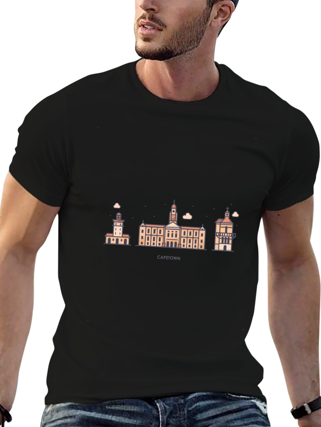 Cape Town Skyline Graphic Black T-Shirt