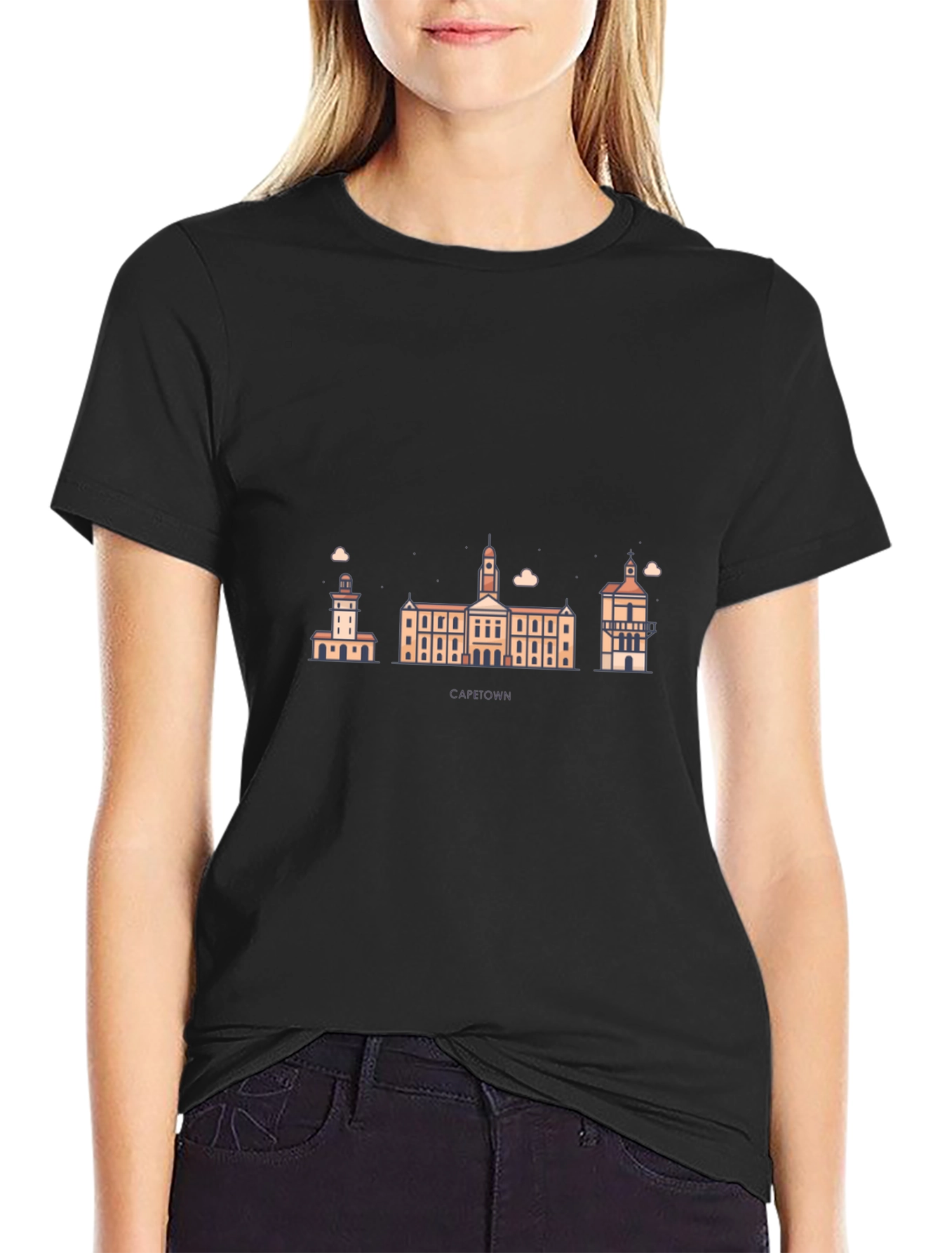 Cape Town Skyline Graphic Black T-Shirt